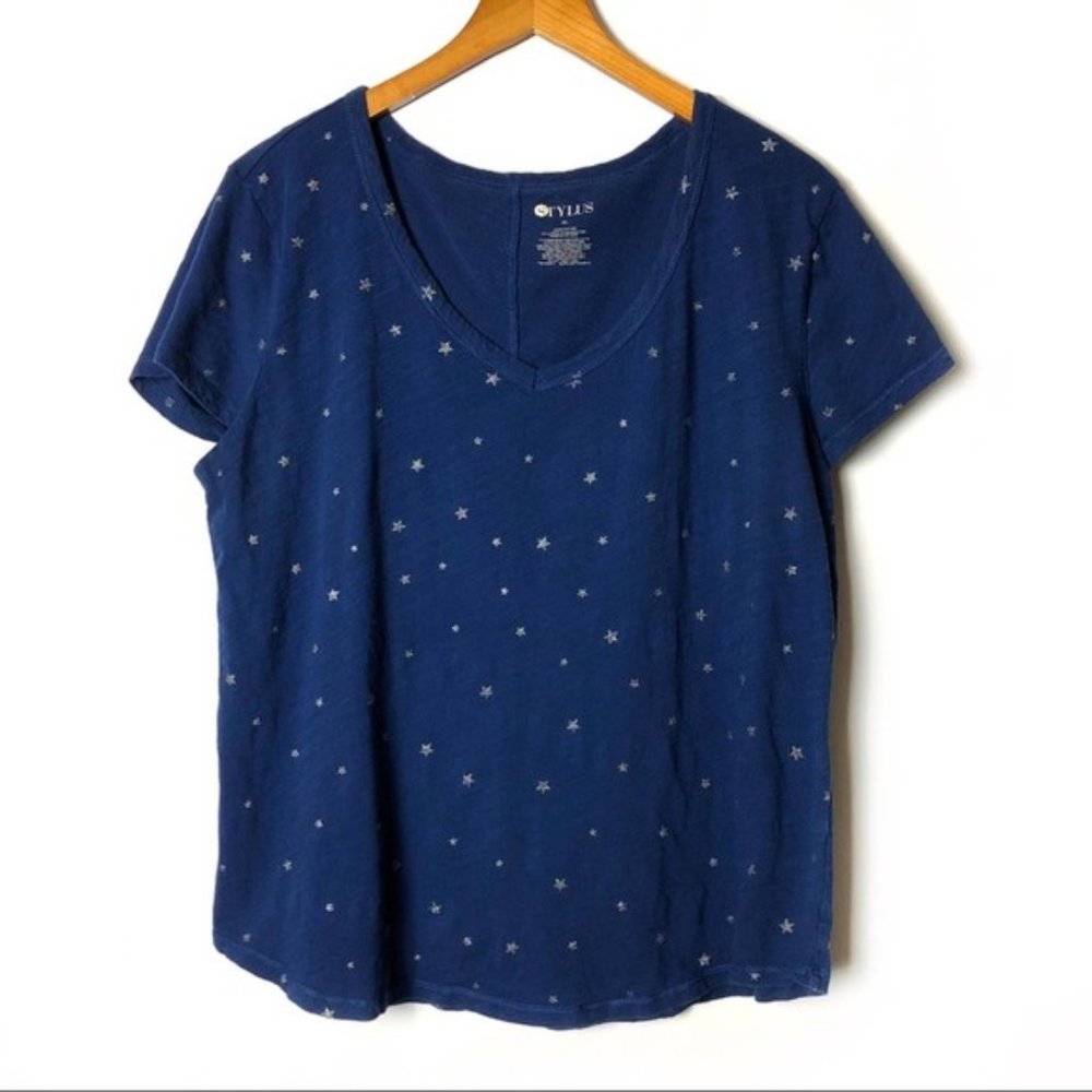 Stylus Medium V-Neck 100% Cotton t-shirt w stars